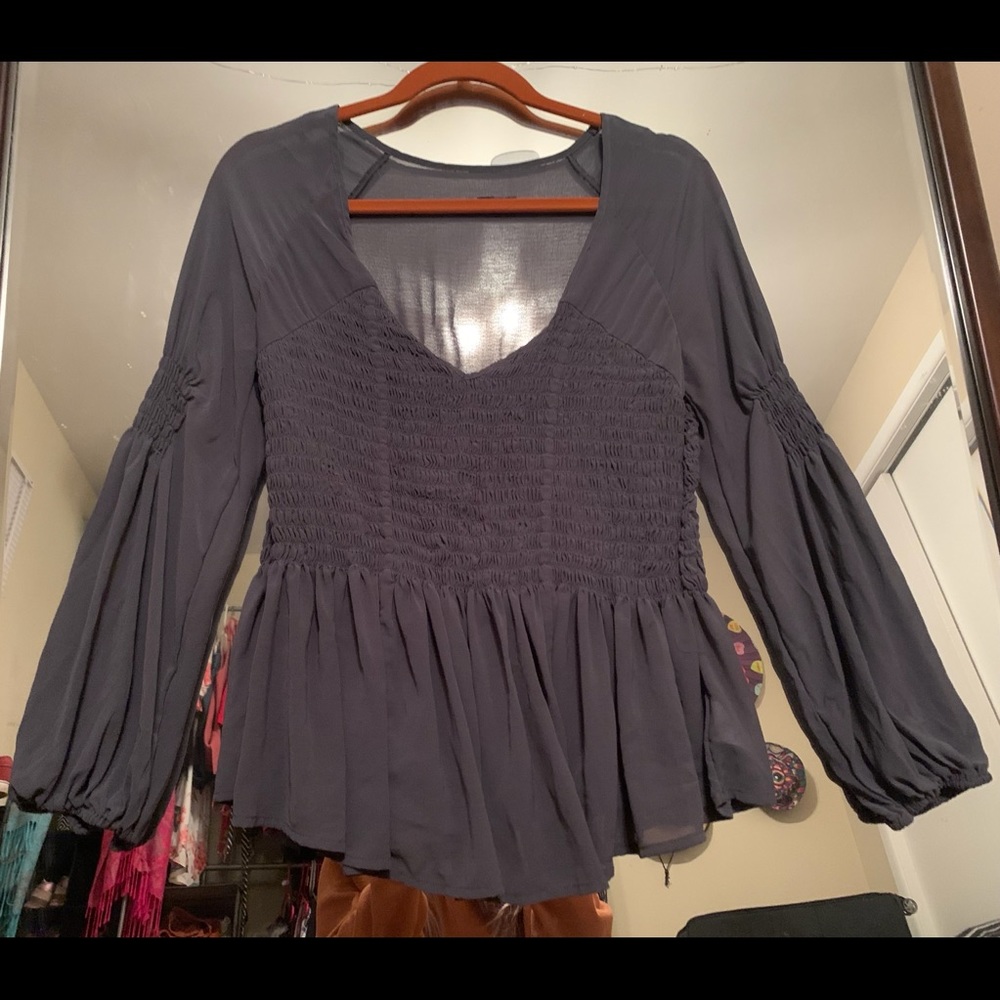 sheer grey blouse